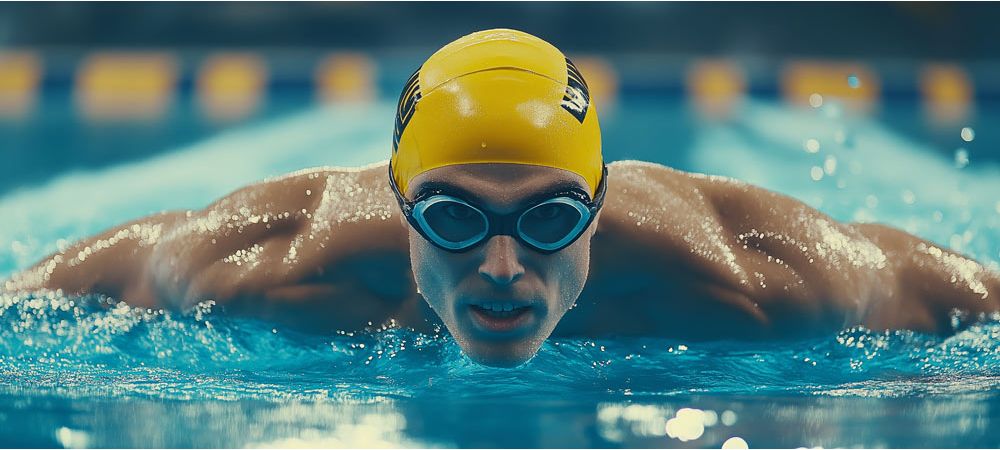 Swimmer at indoor pool